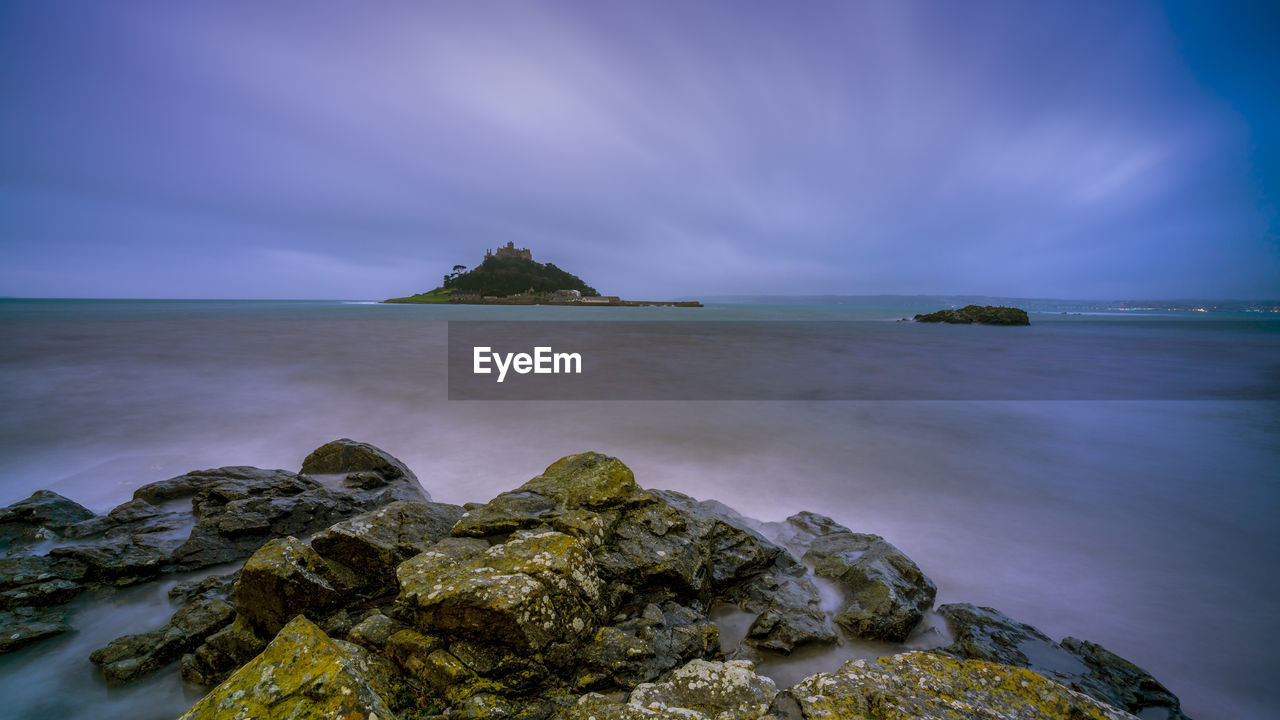 St michael's mount cornwall during sunrise slow shutter