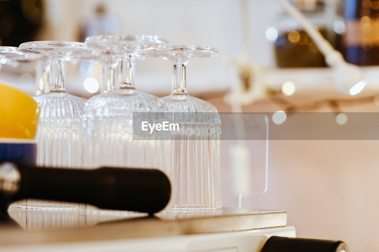 Close-up of wine glass on table in restaurant