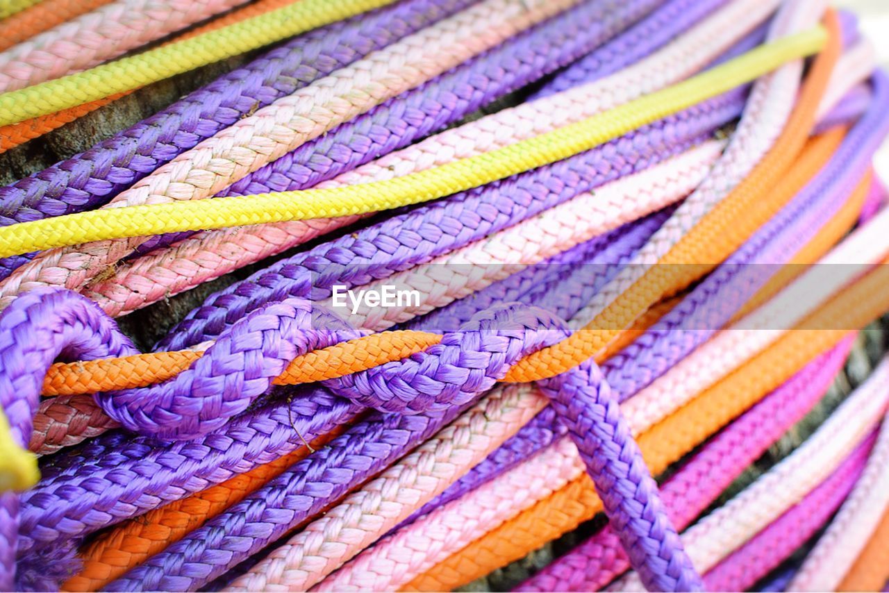 Full frame shot of multi colored ropes