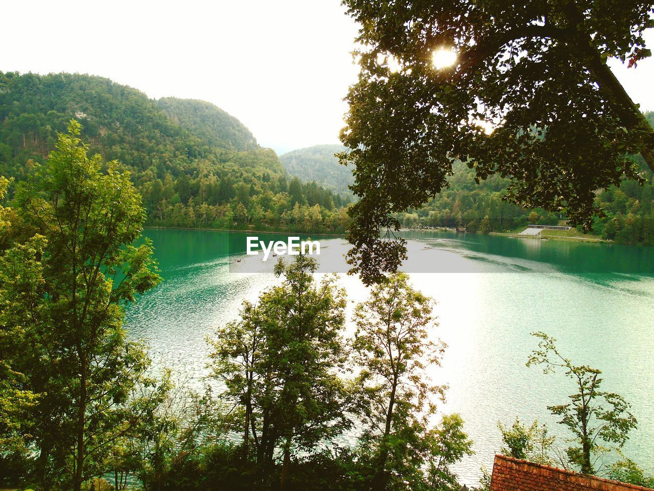 Scenic view of lake against clear sky