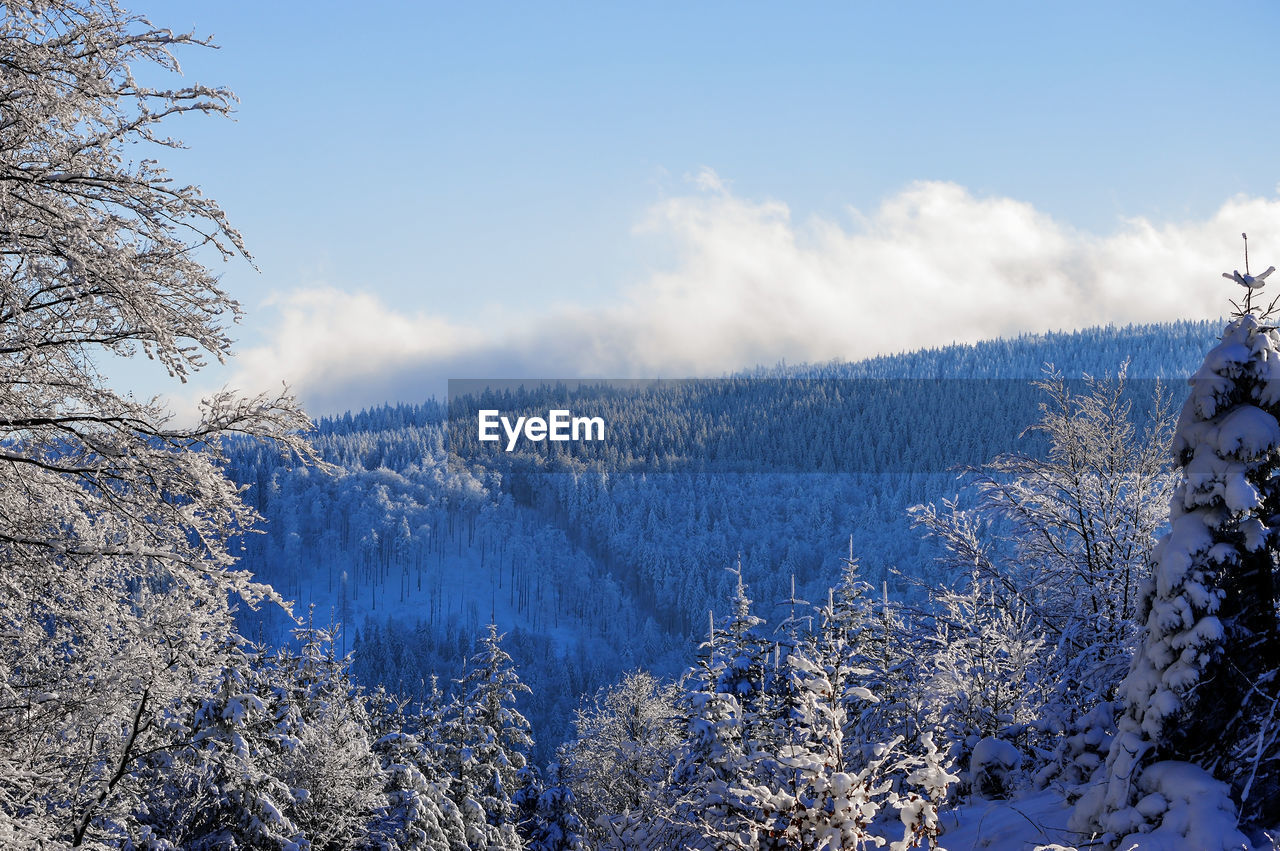 SNOW COVERED MOUNTAINS AGAINST SKY