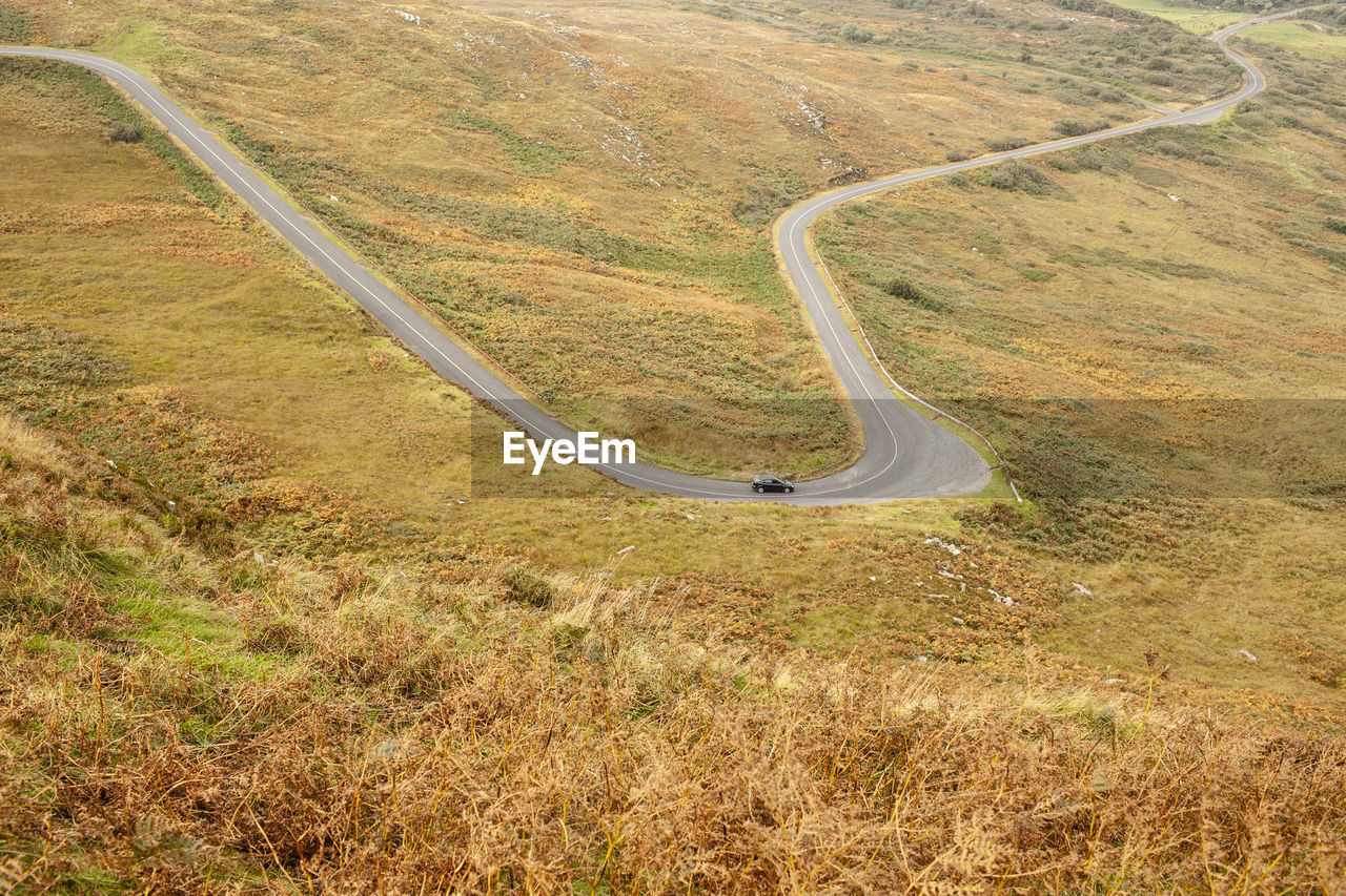 High angle view of car on a road in donegal