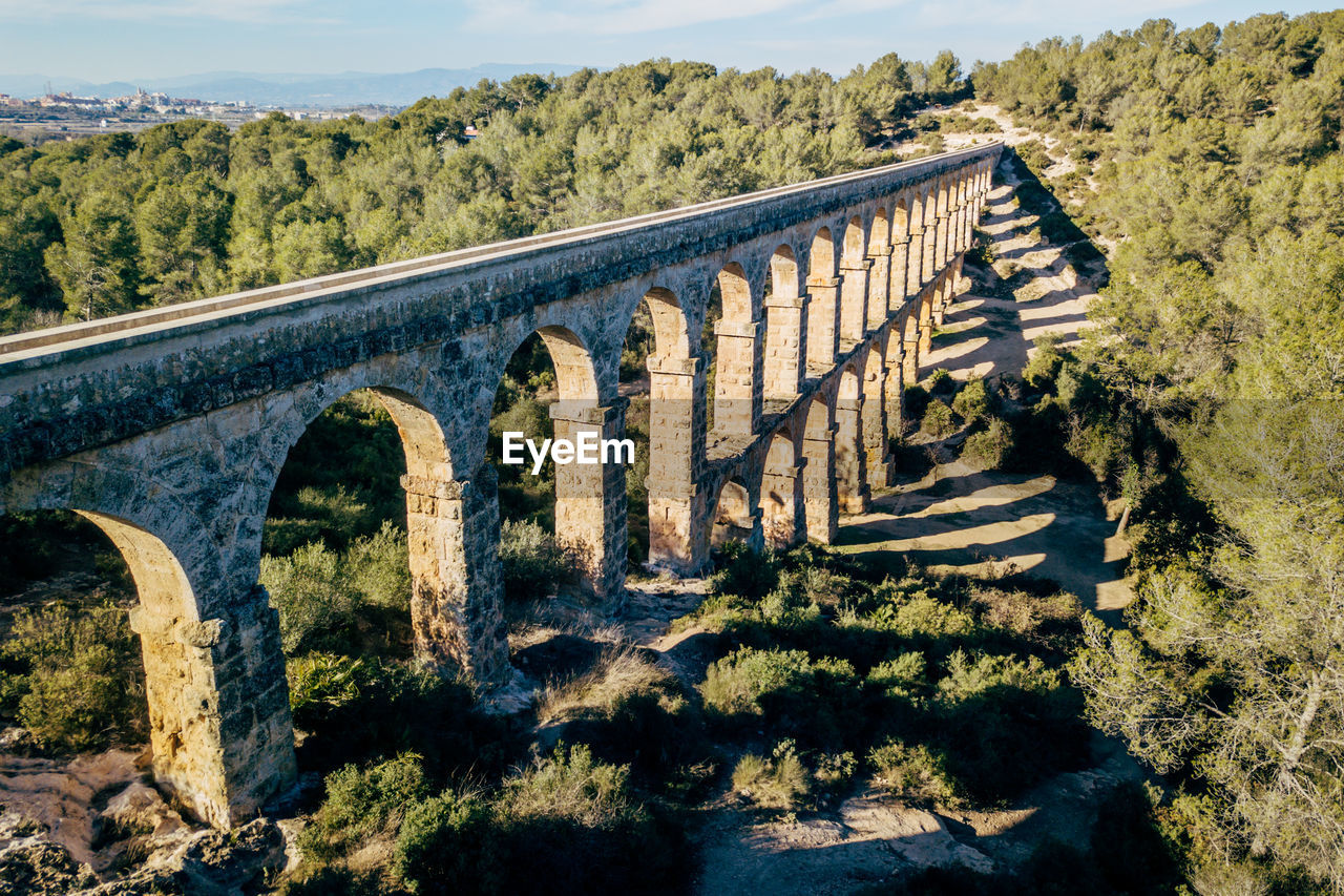 Les ferreres aqueduct against clear sky