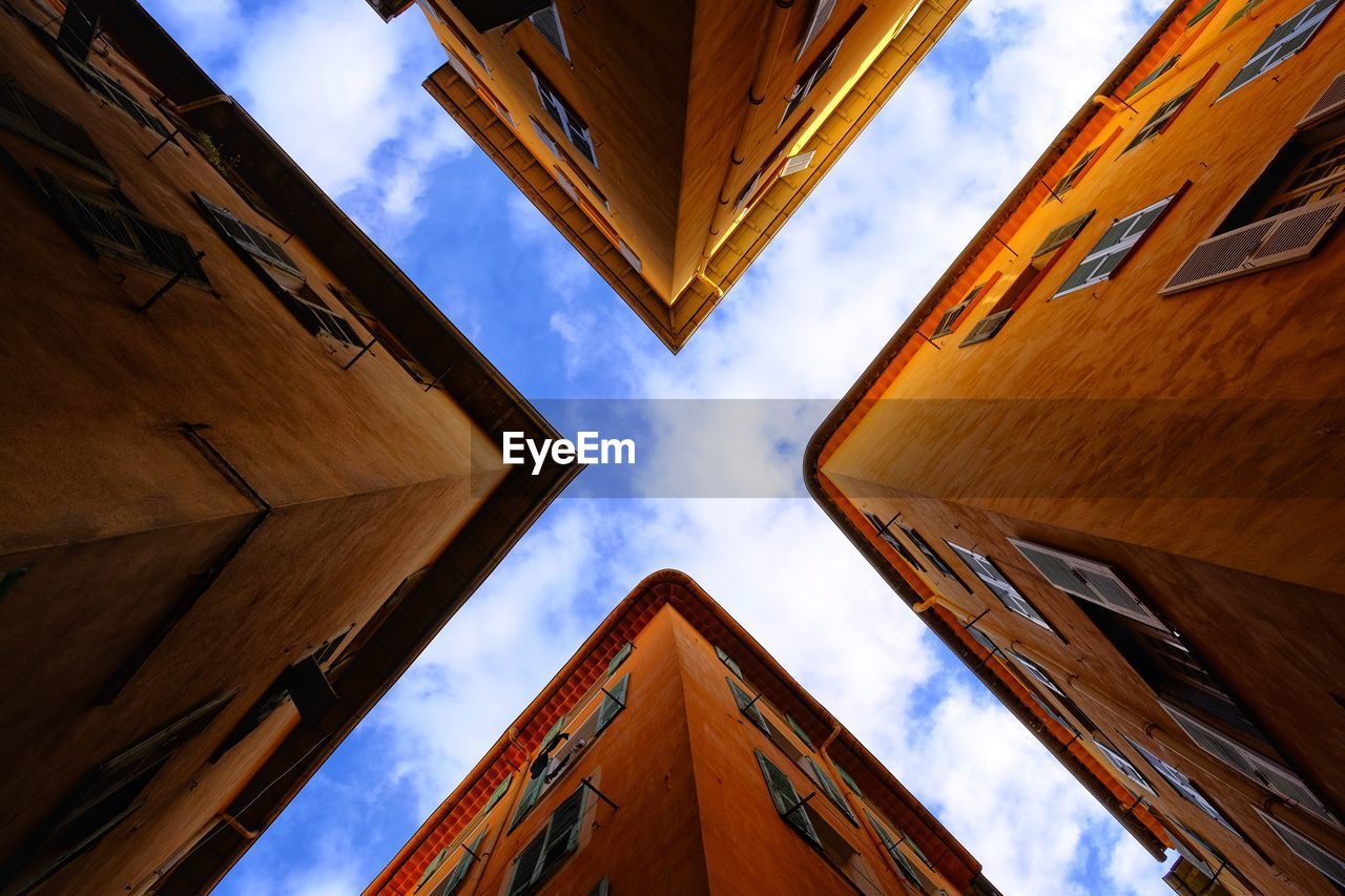 Low angle view of buildings against sky