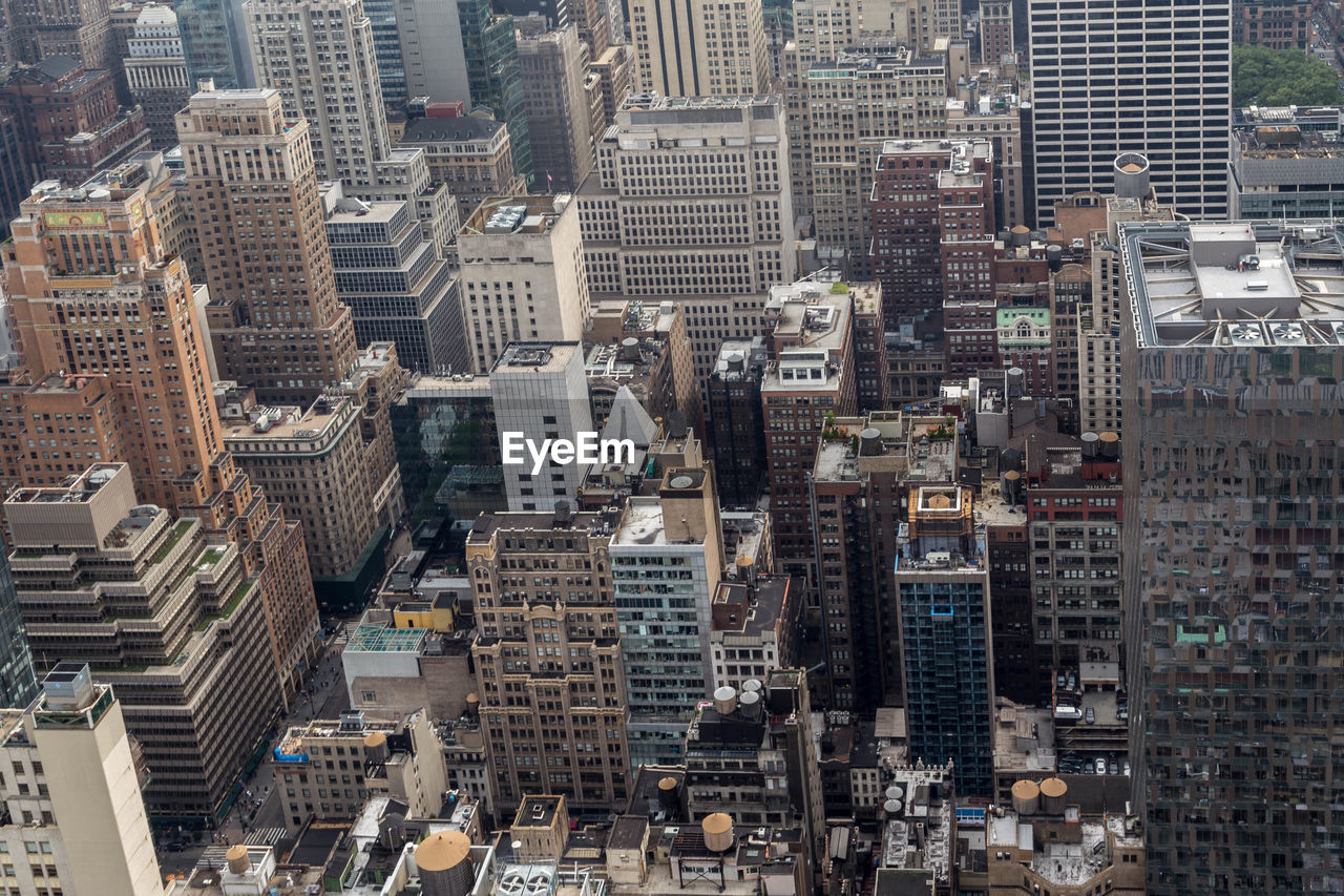 High angle view of buildings in city