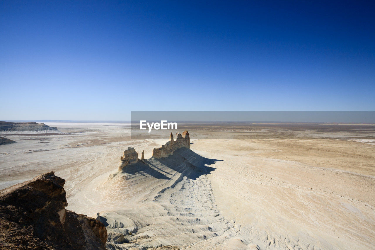 scenic view of beach against clear sky