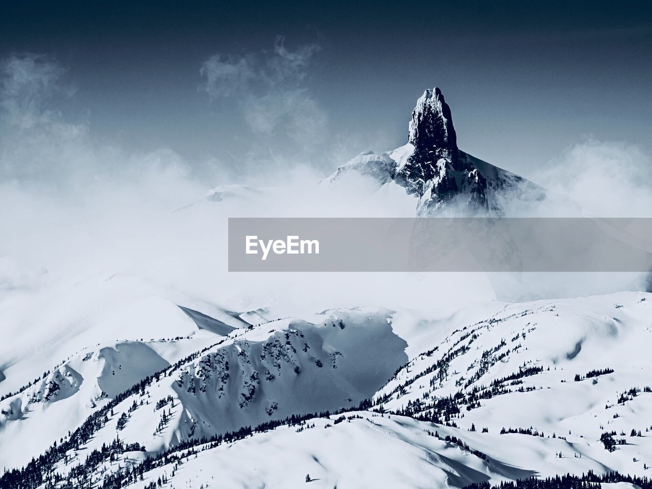 Scenic view of snow covered mountains against sky