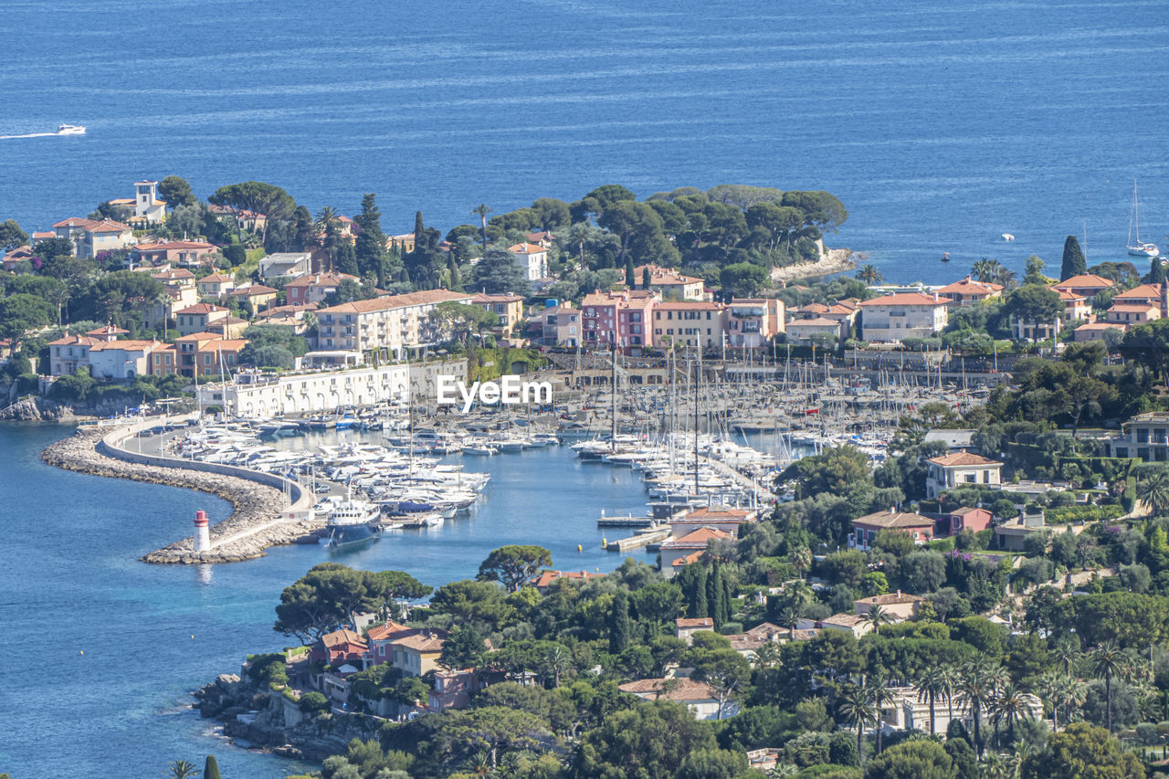 Aerial view of saint-jean-cap-ferrat with the blue sea and beautiful beaches