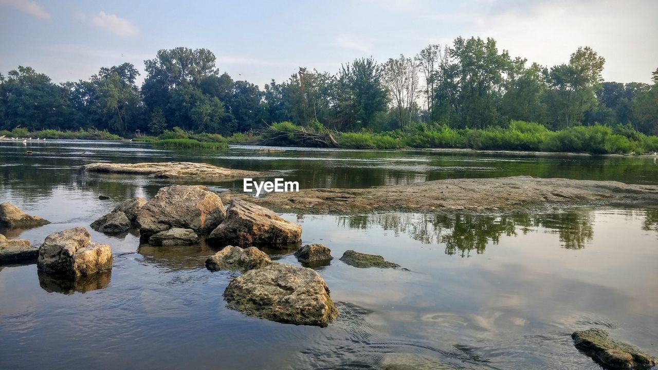 Scenic view of lake against sky