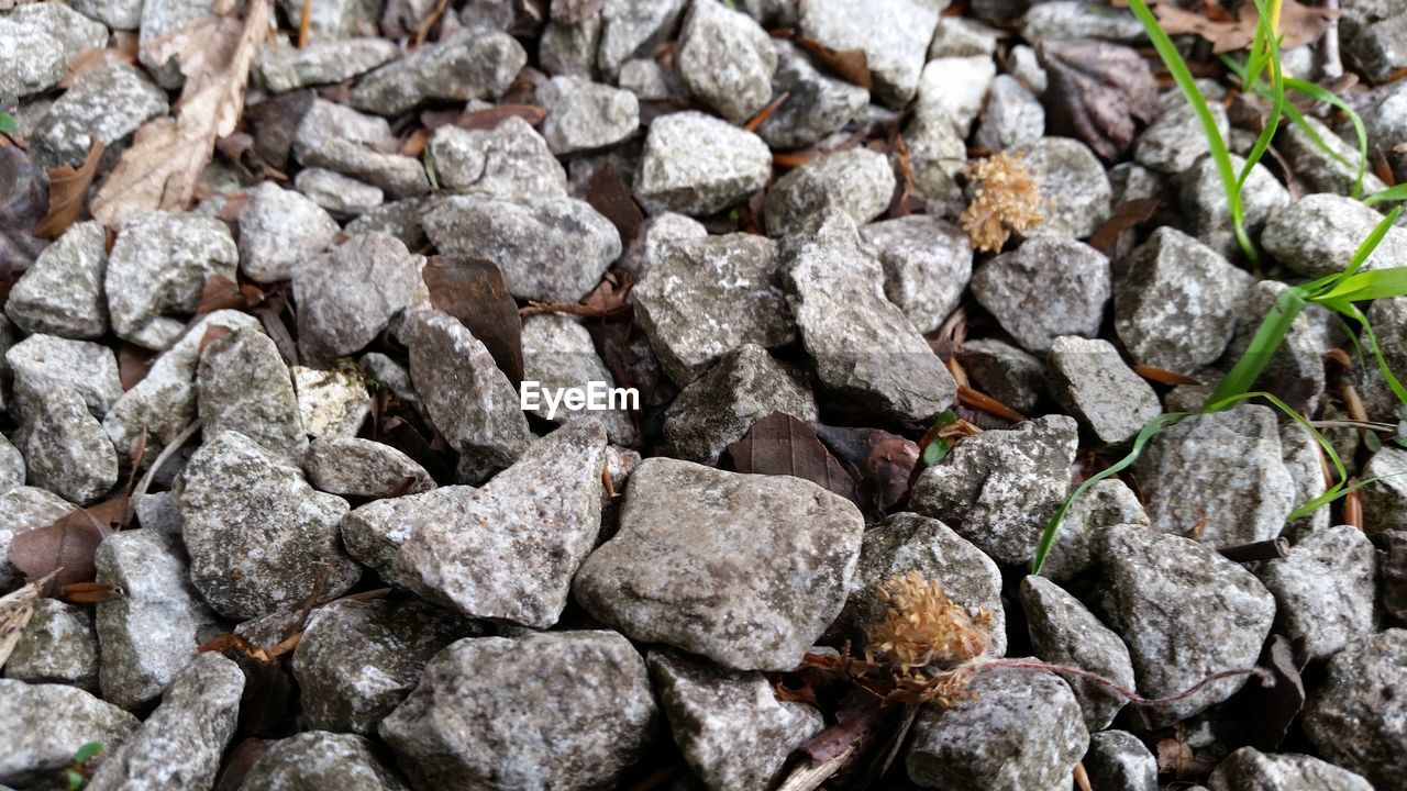 High angle view of stones