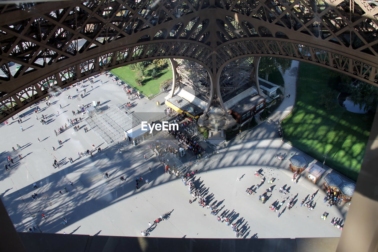 High angle view of people walking outdoors