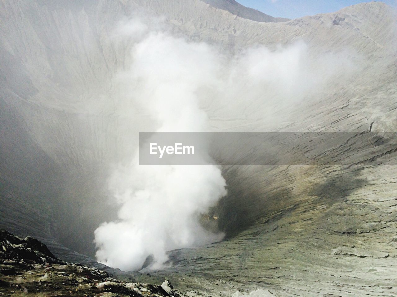 Smoke coming out of crater