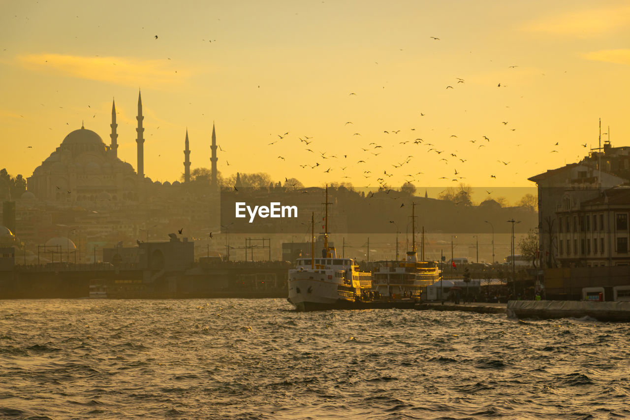 Ferries of istanbul at sunset