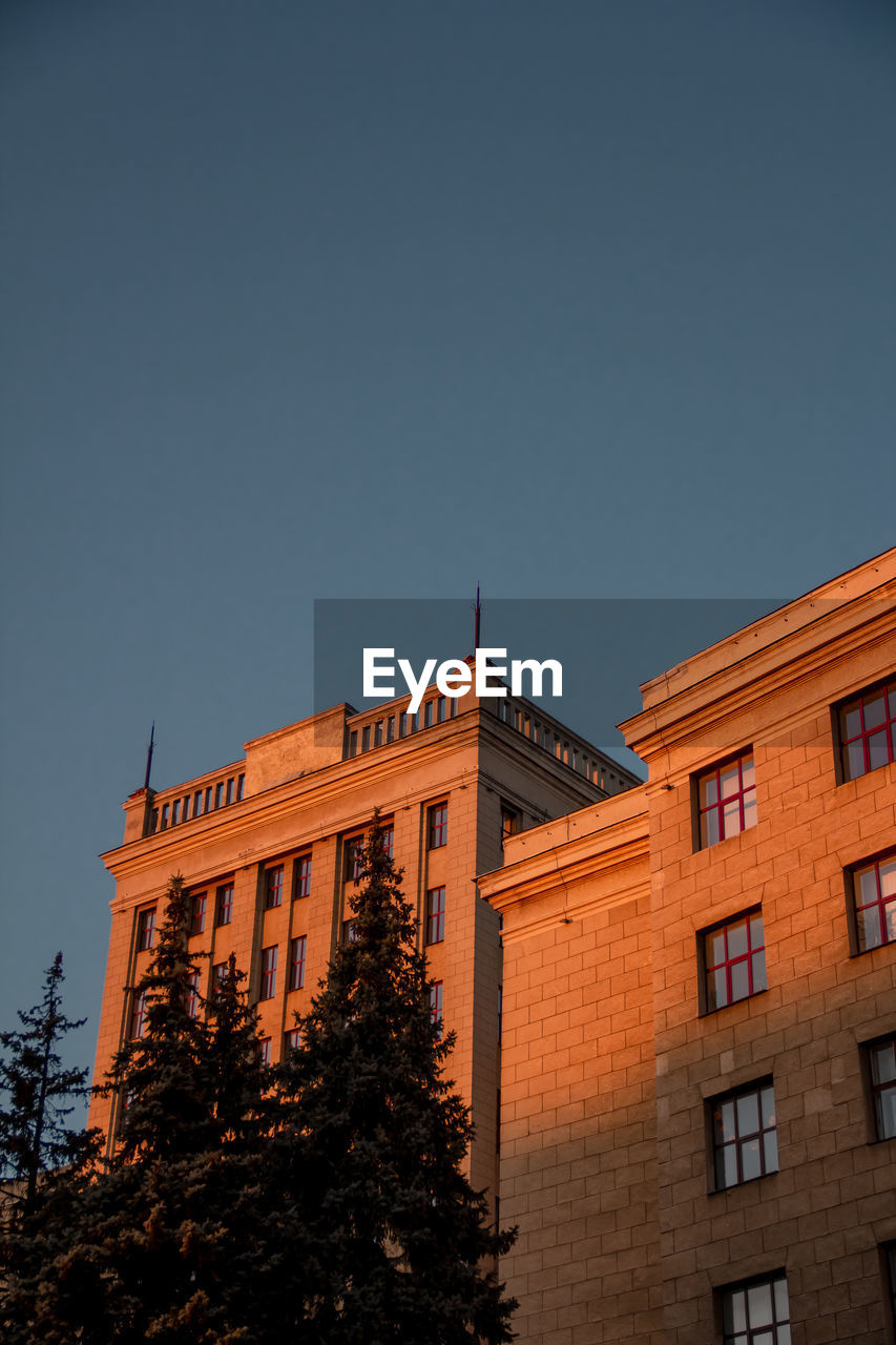 Low angle view of building against clear sky