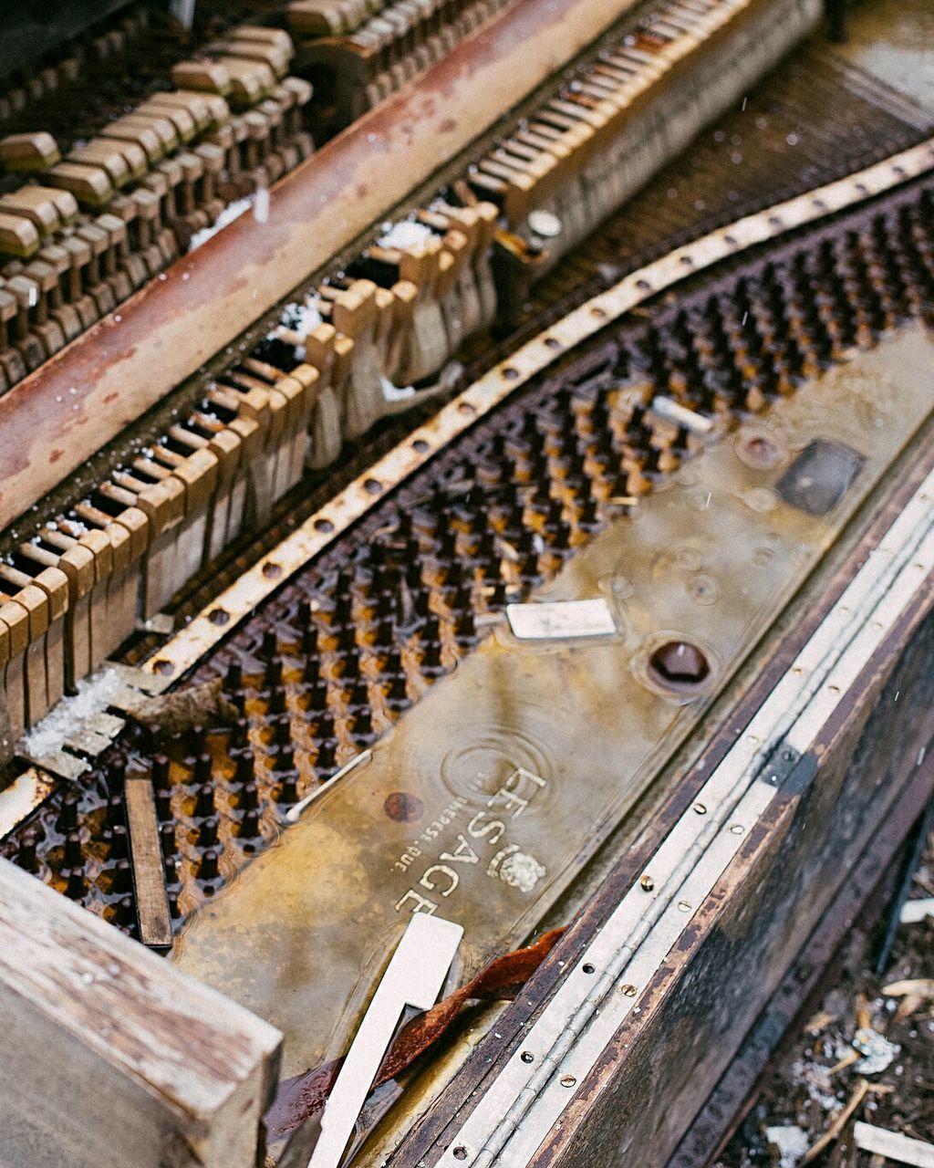 Old harmonium music instrument in detail