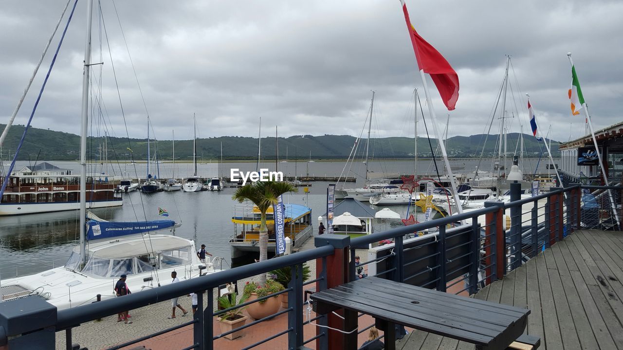 BOATS IN HARBOR WITH CITY IN BACKGROUND