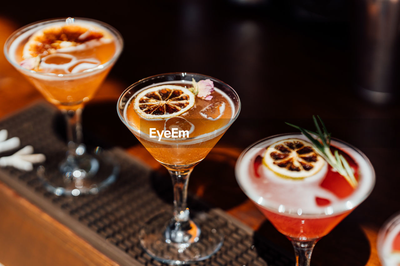 close-up of drink in glass on table