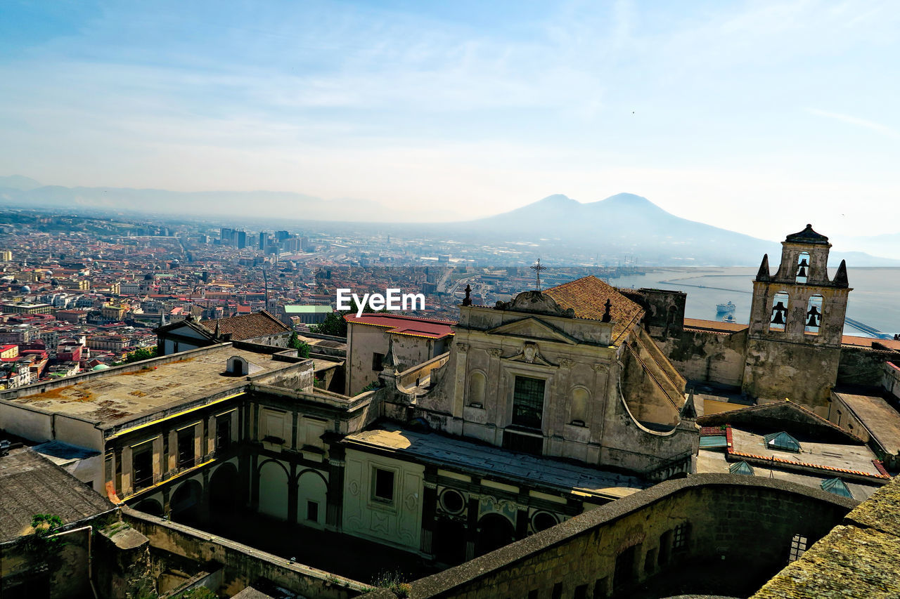 High angle view of cityscape against sky