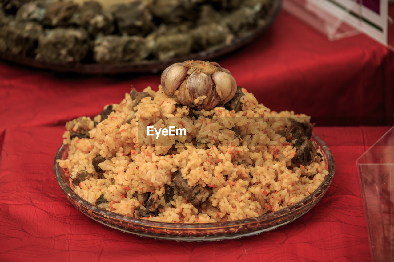 Close-up of food on table