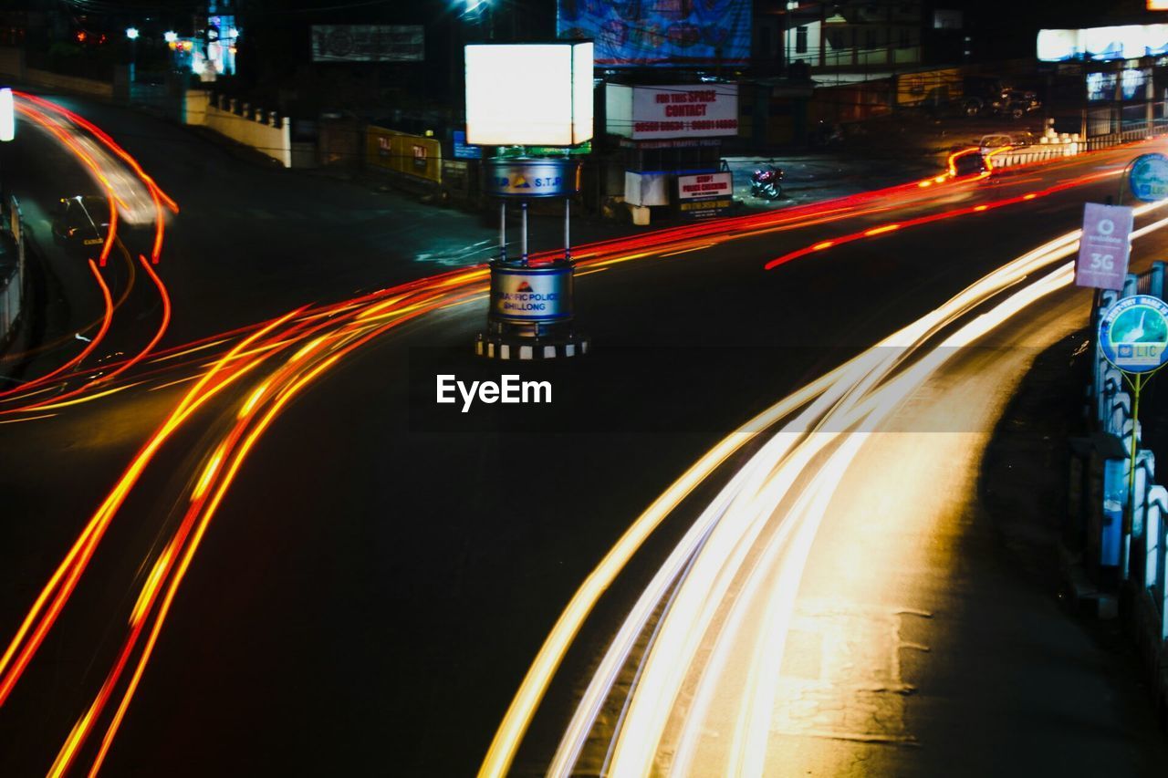 LIGHT TRAILS ON CITY STREET