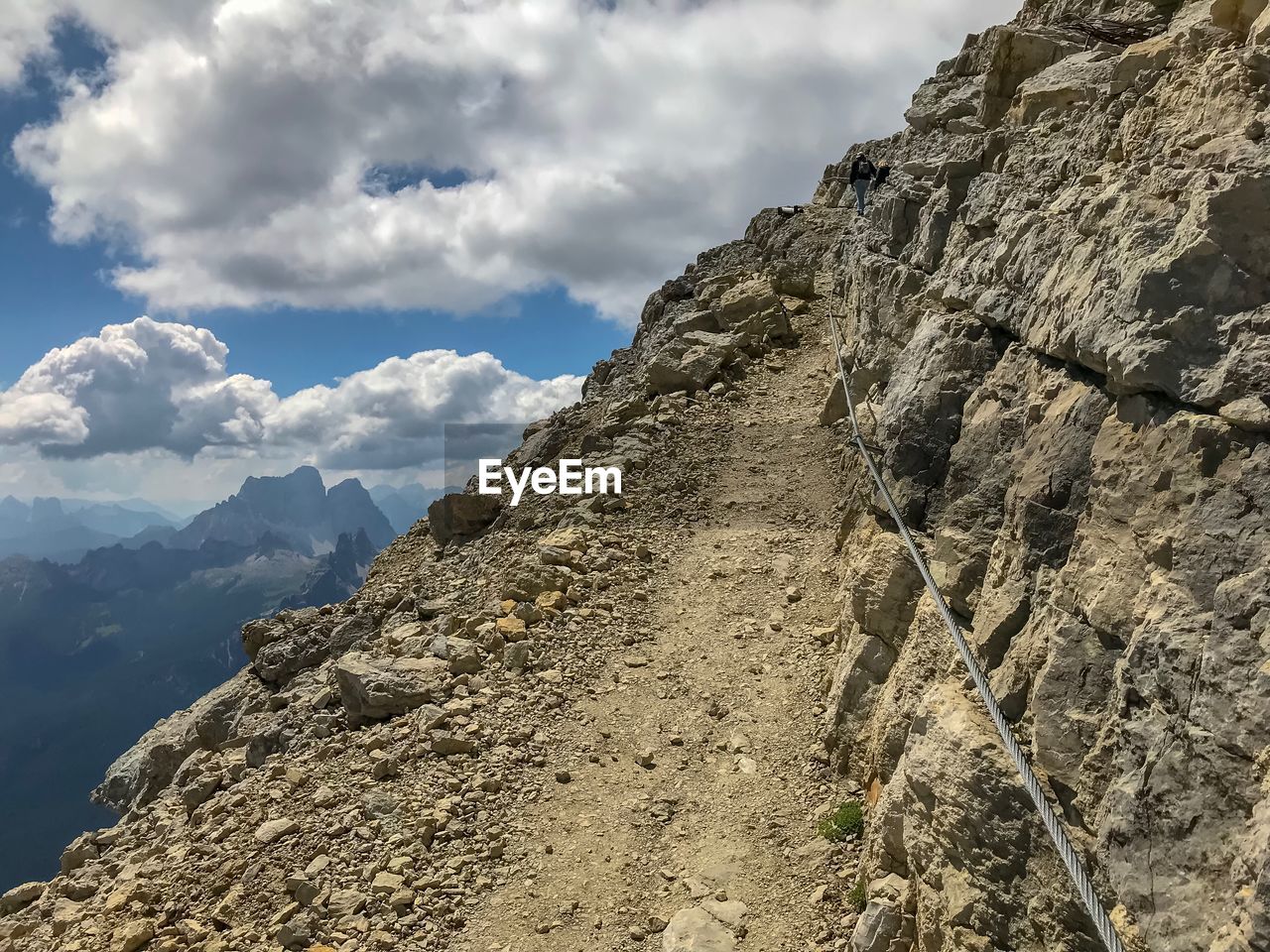 Low angle view of rock formations against sky