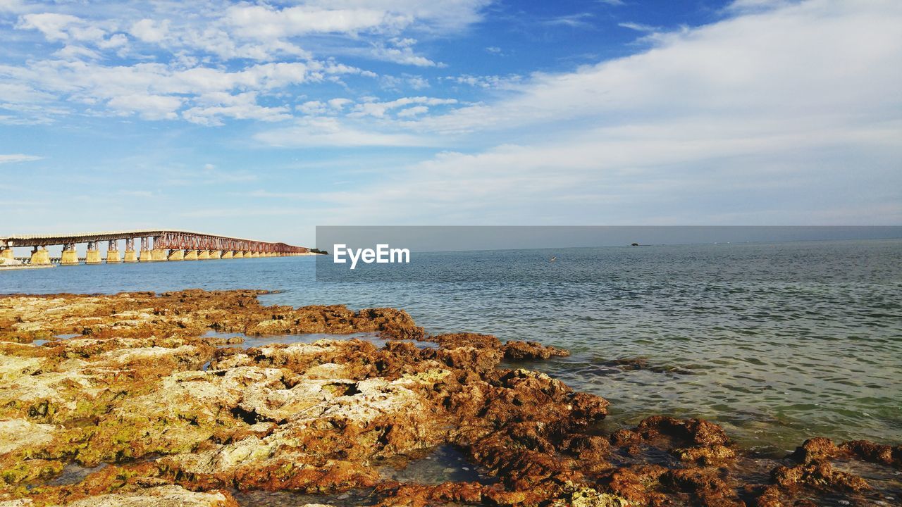 Scenic view of sea against cloudy sky