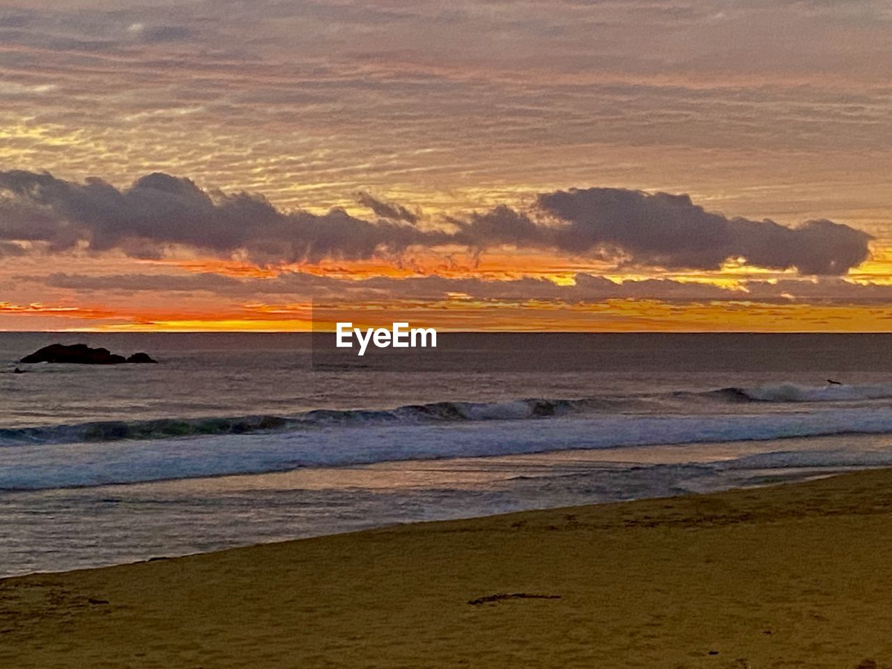 SCENIC VIEW OF BEACH DURING SUNSET