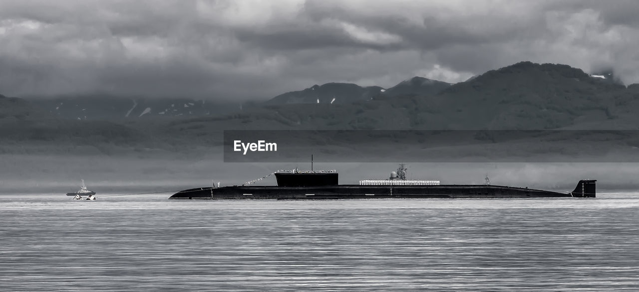 Atomic submarine on the parade in kamchatka peninsula