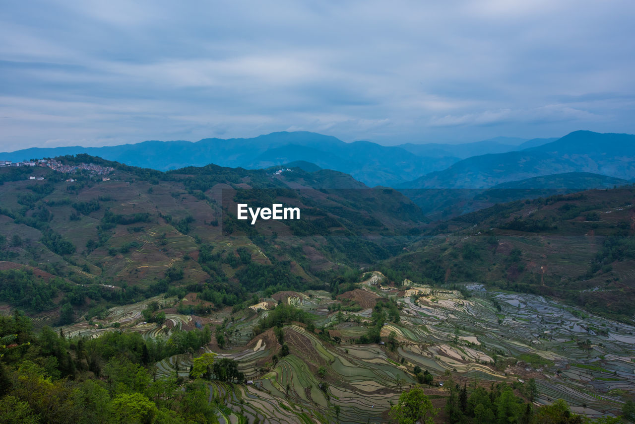 Scenic view of mountains against sky