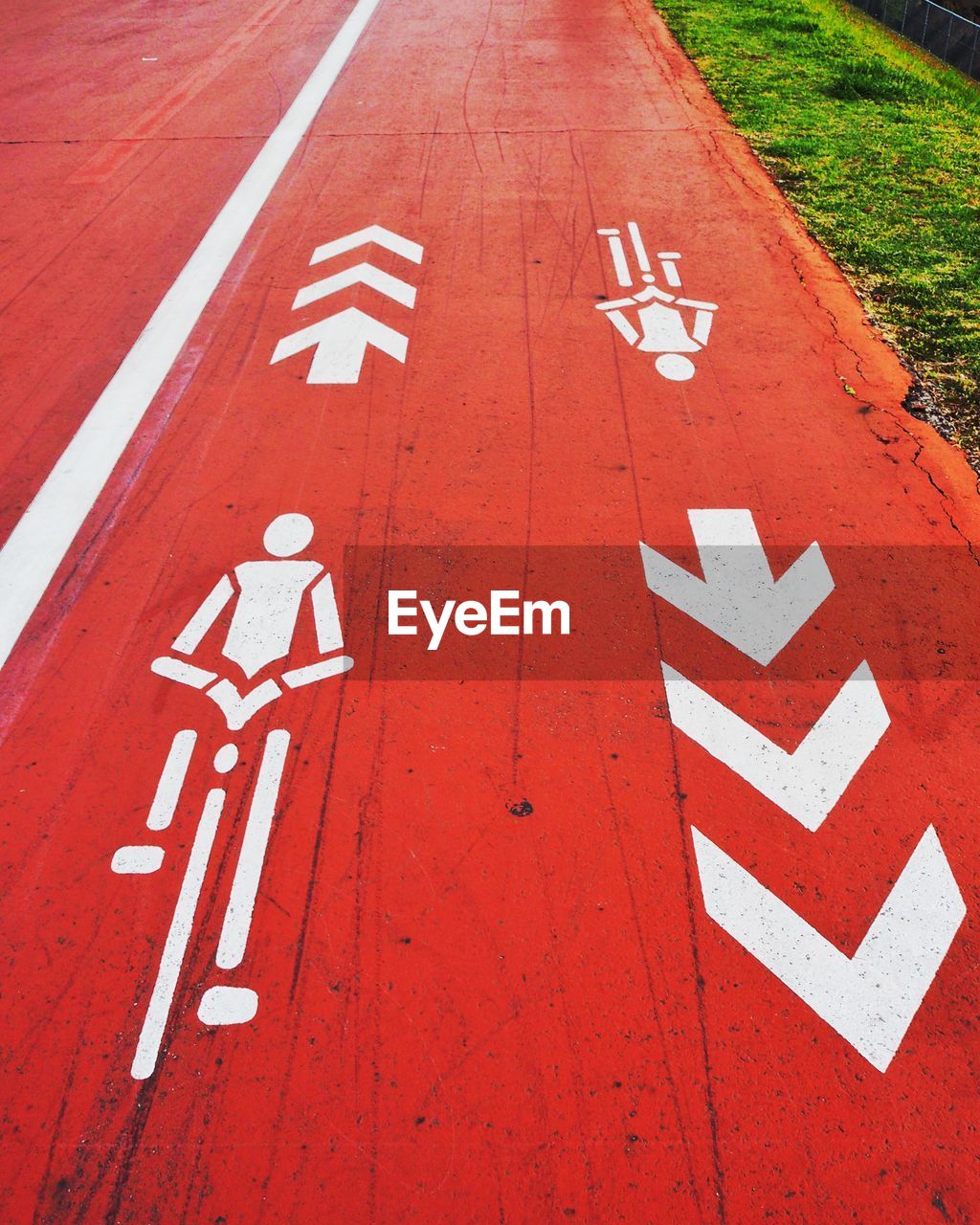 High angle view of cycling race track