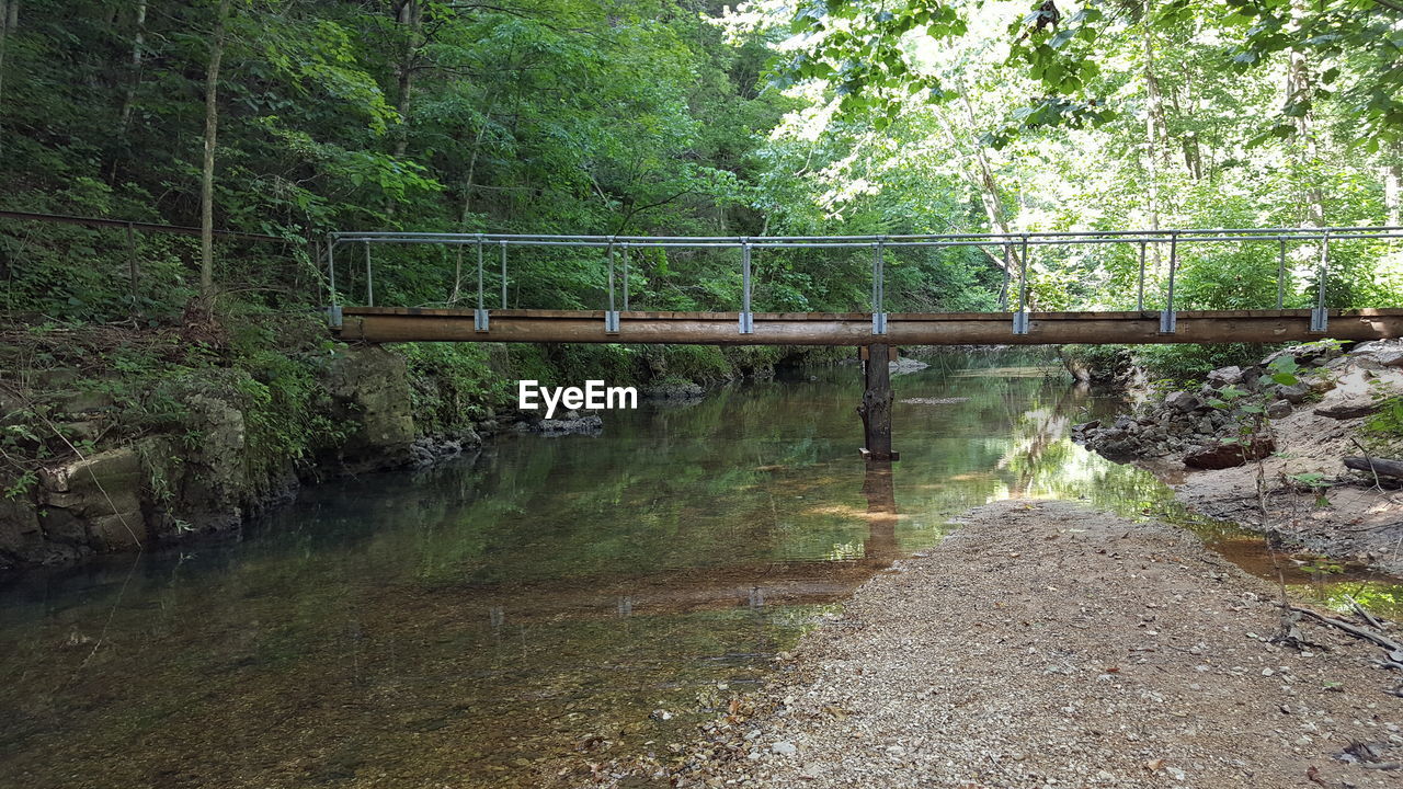 FOOTBRIDGE OVER RIVER IN FOREST