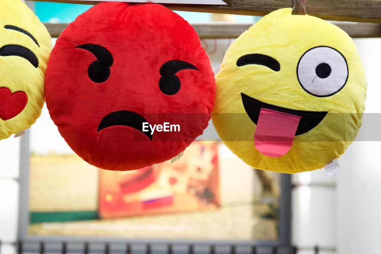 Smiley face pillows for sale at portobello market