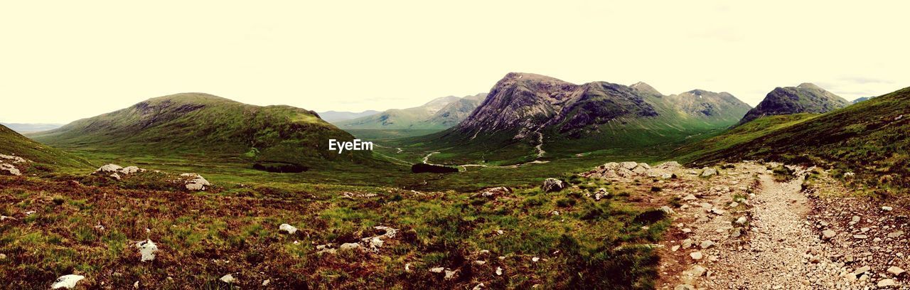 Low angle view of mountains against clear sky