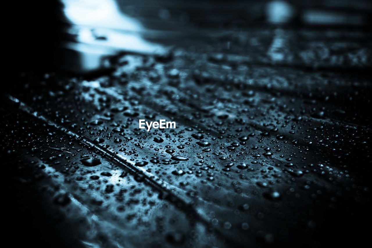 Close-up of water drops on ground