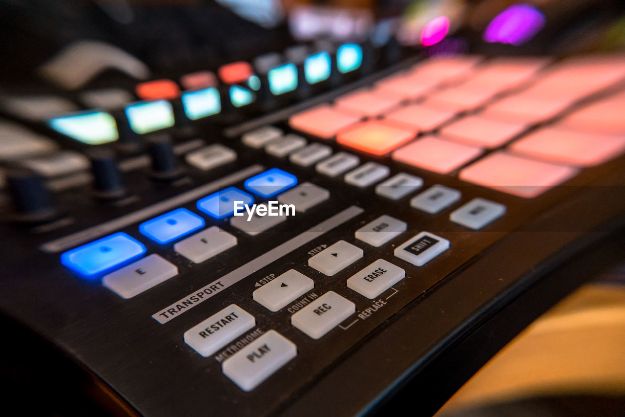 Close-up of sound mixer