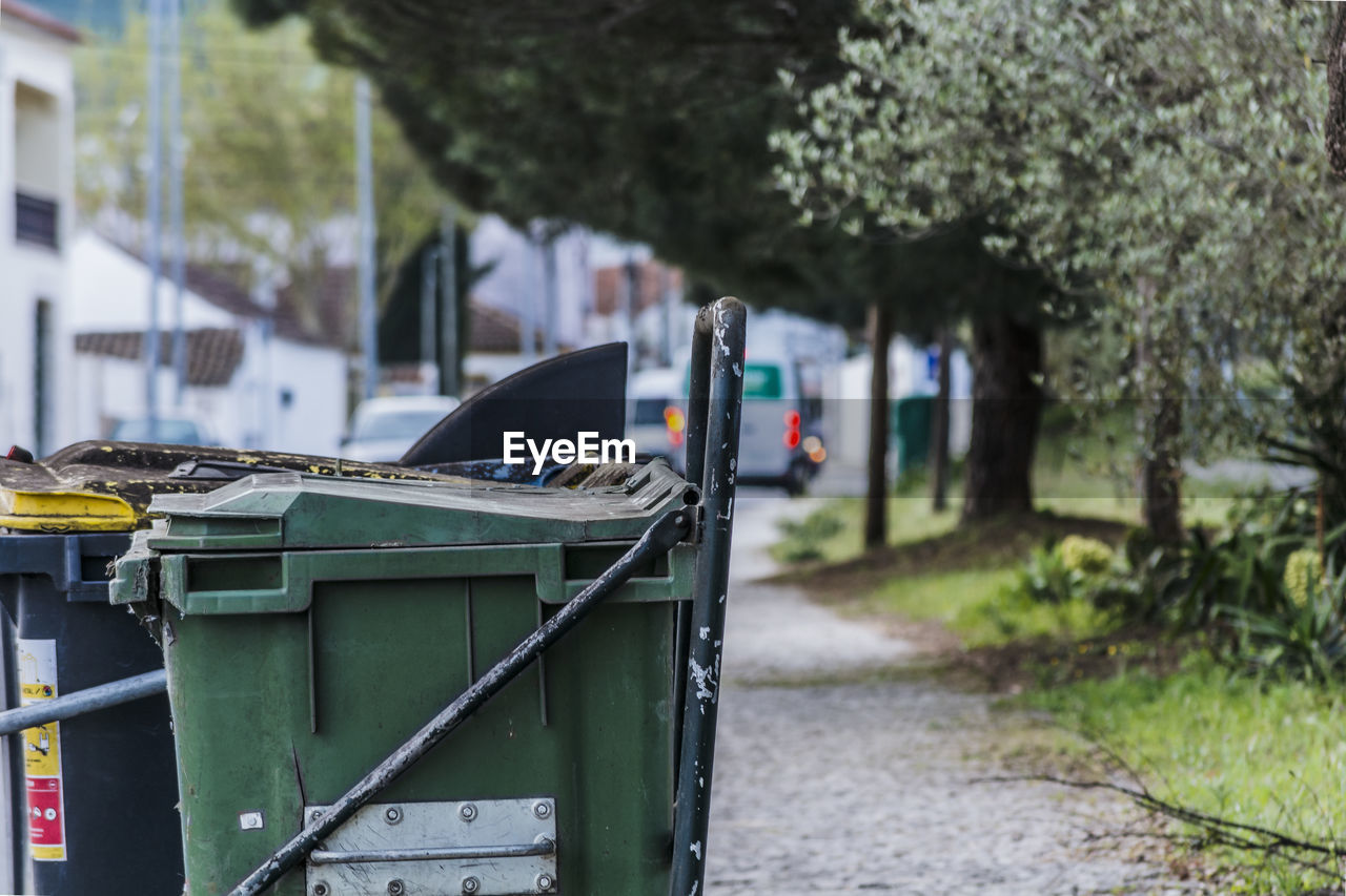 Close-up of garbage can