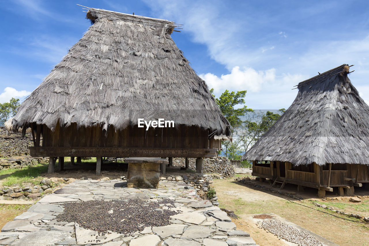 HUT IN FRONT OF BUILT STRUCTURE