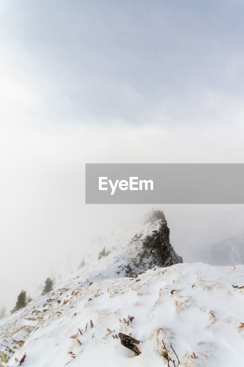 Snow covered mountain against sky