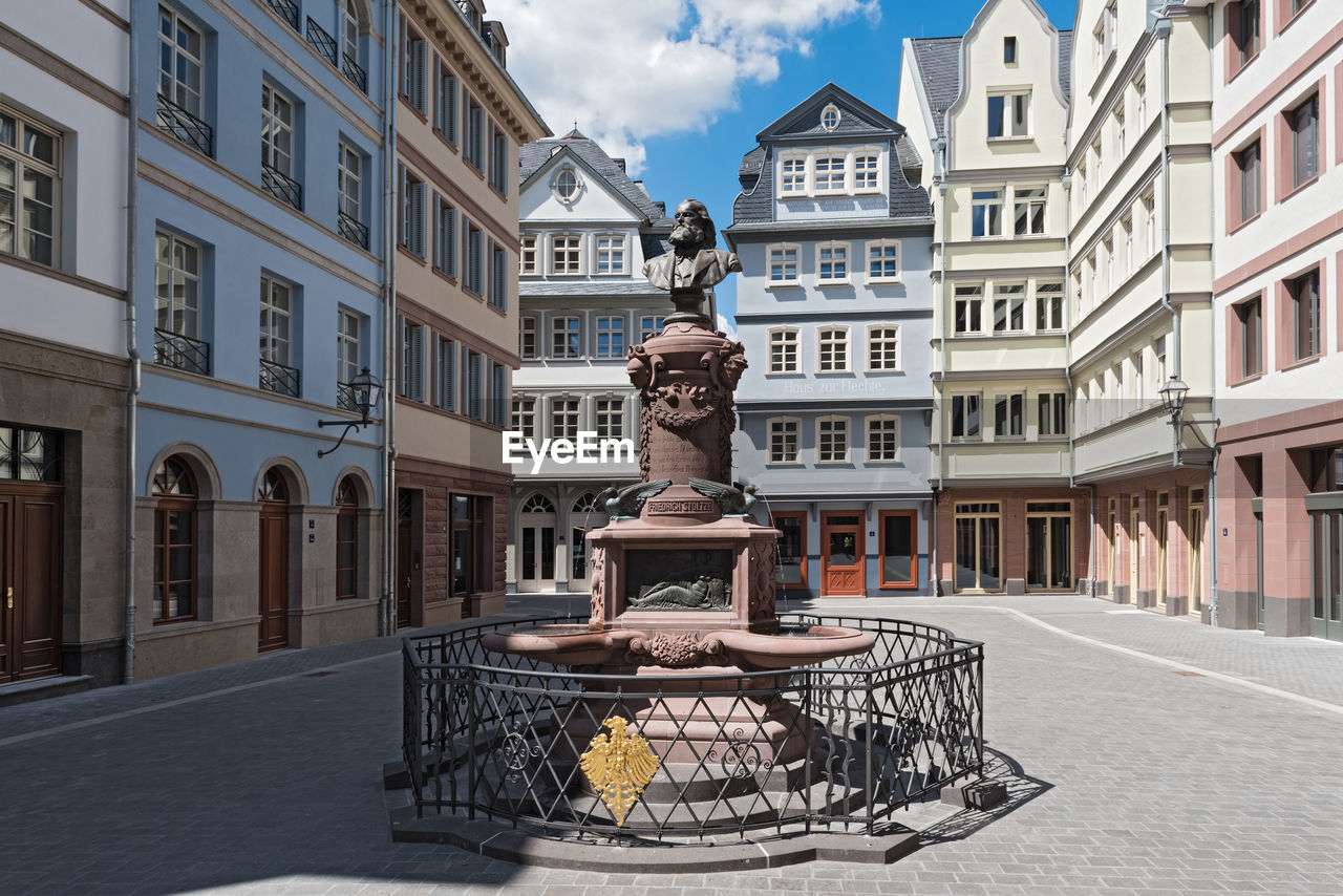 Stoltze fountain at the chicken market in the reconstructed historic old town