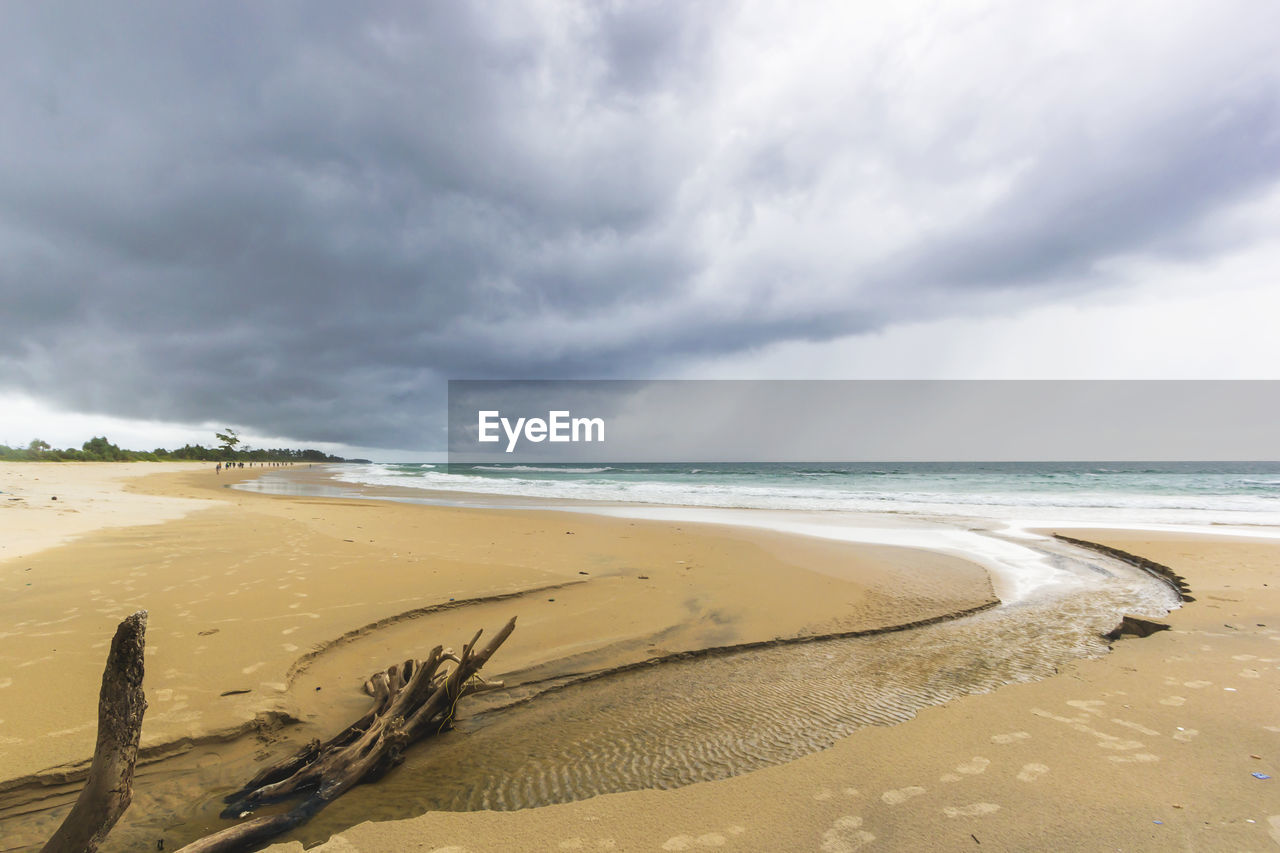 Scenic view of beach against sky