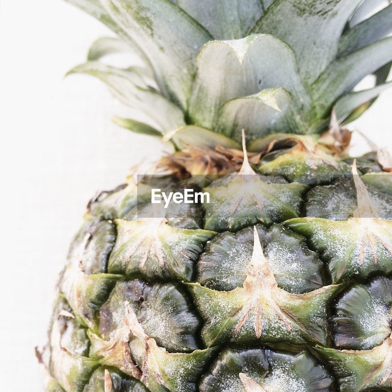 Close-up of pineapple on white background