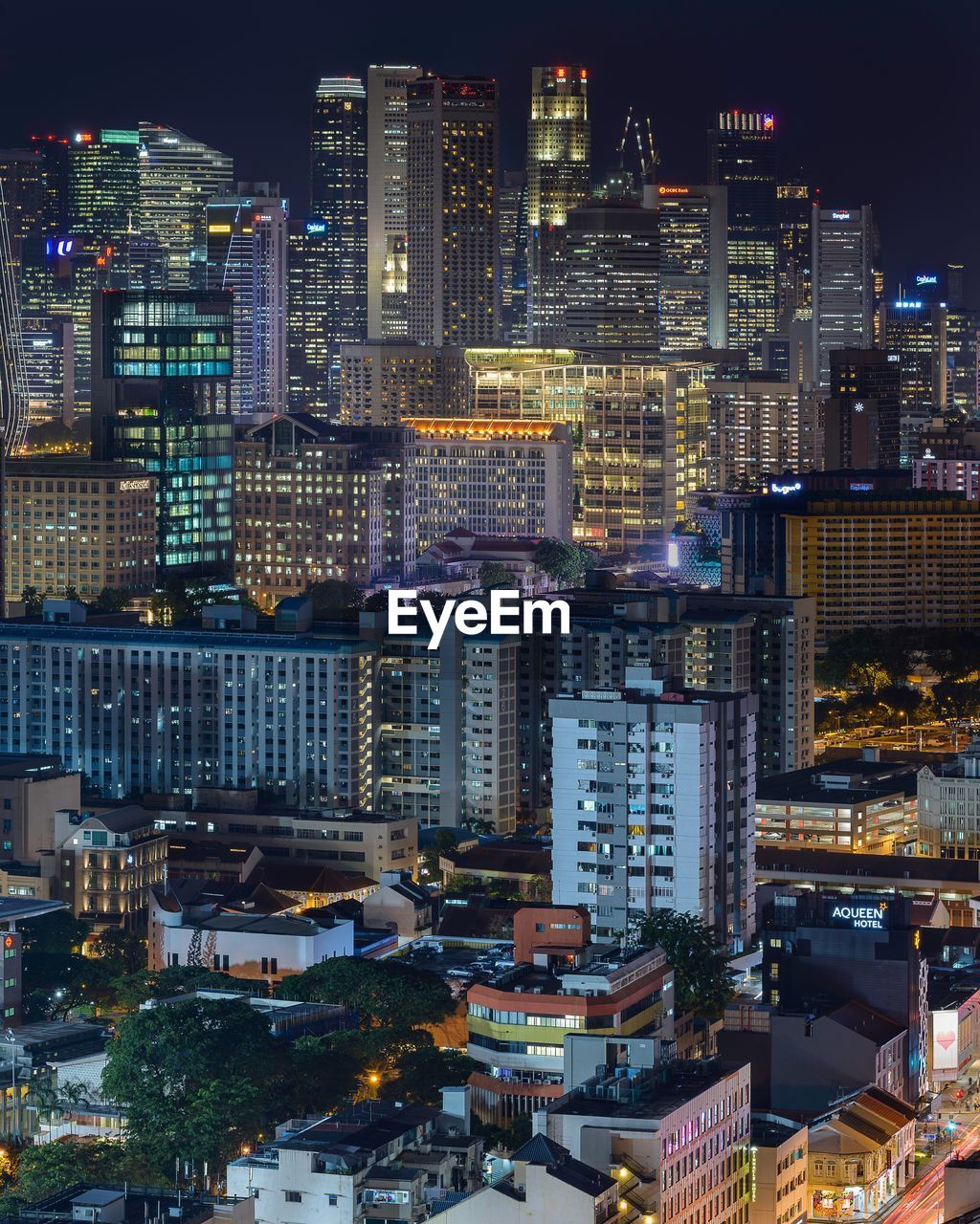 Illuminated cityscape at night