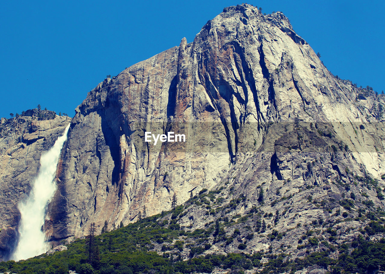 Low angle view of mountain against clear sky