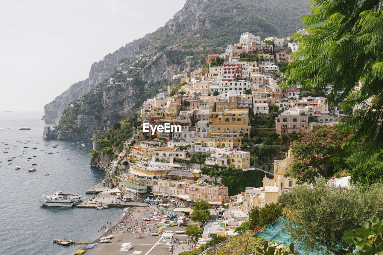 Italy, campania, positano, hillside village on amalfi coast