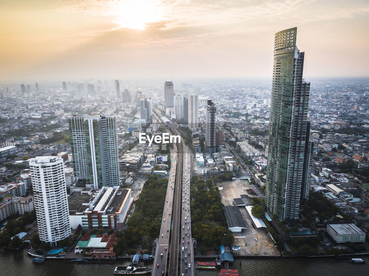 Drone aerial photograph of bangkok, capital of thailand.