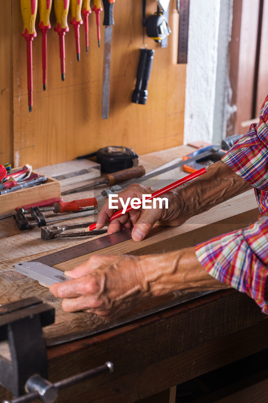 Man working on table