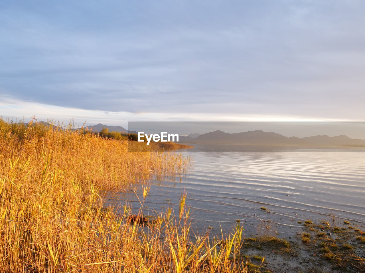 Scenic view of lake against sky