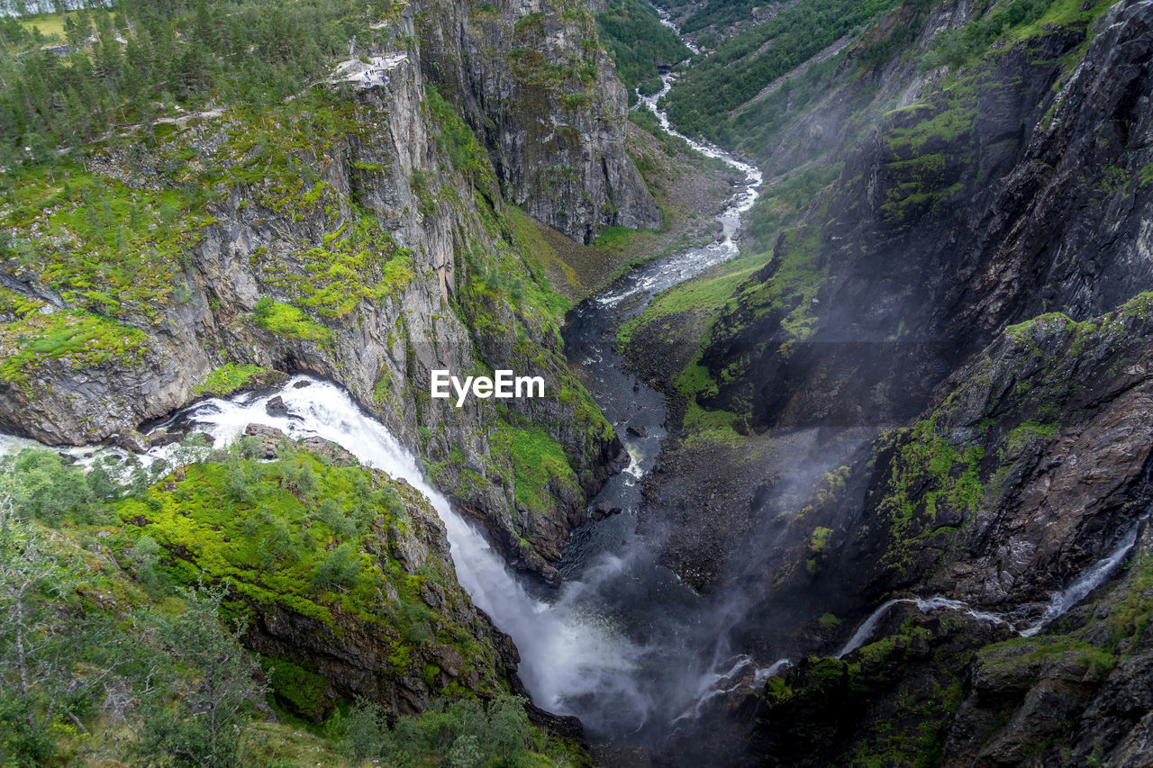 Scenic view of waterfall