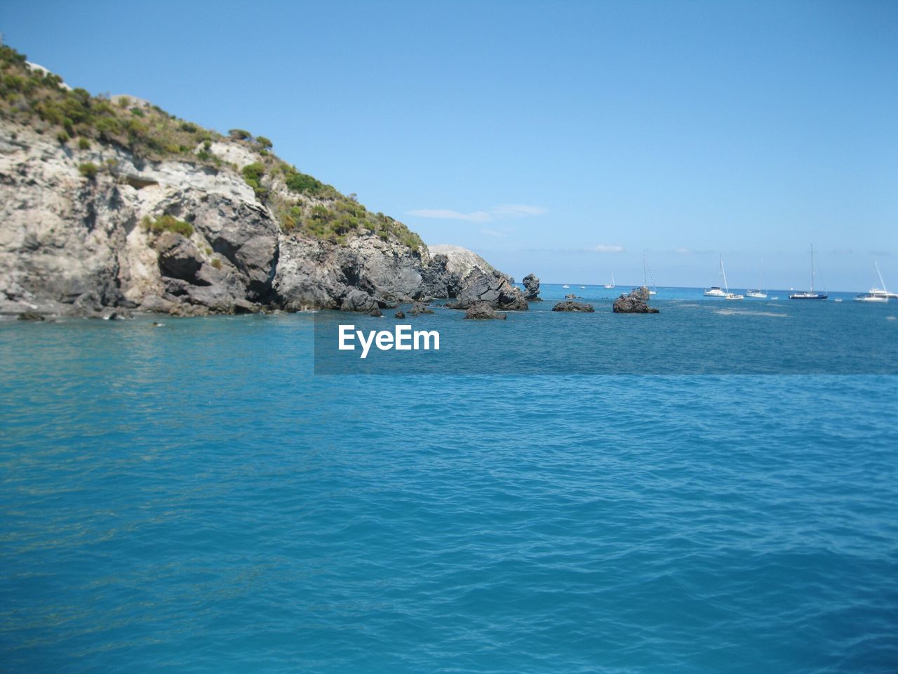 VIEW OF SEA AGAINST CLEAR BLUE SKY