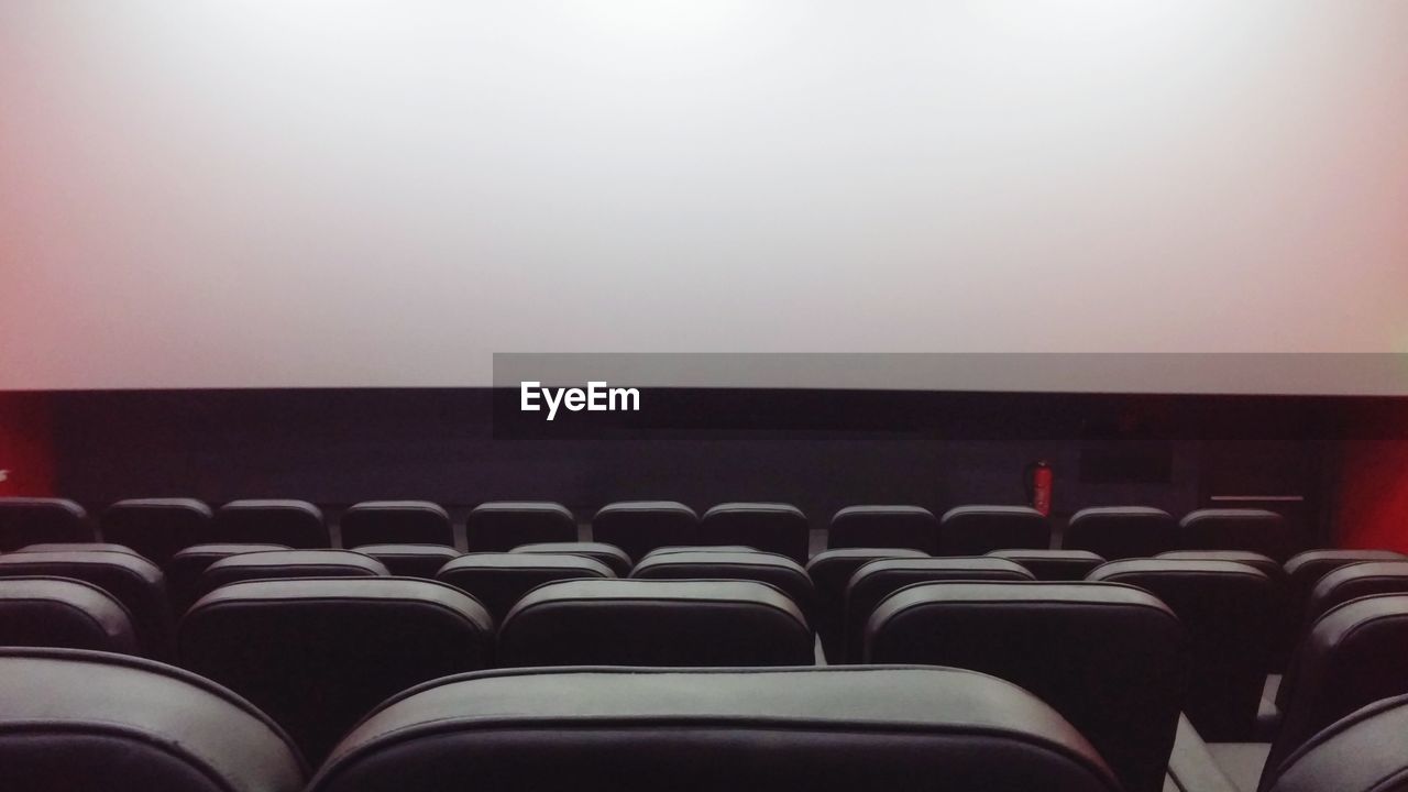 Projection screen in empty movie theater